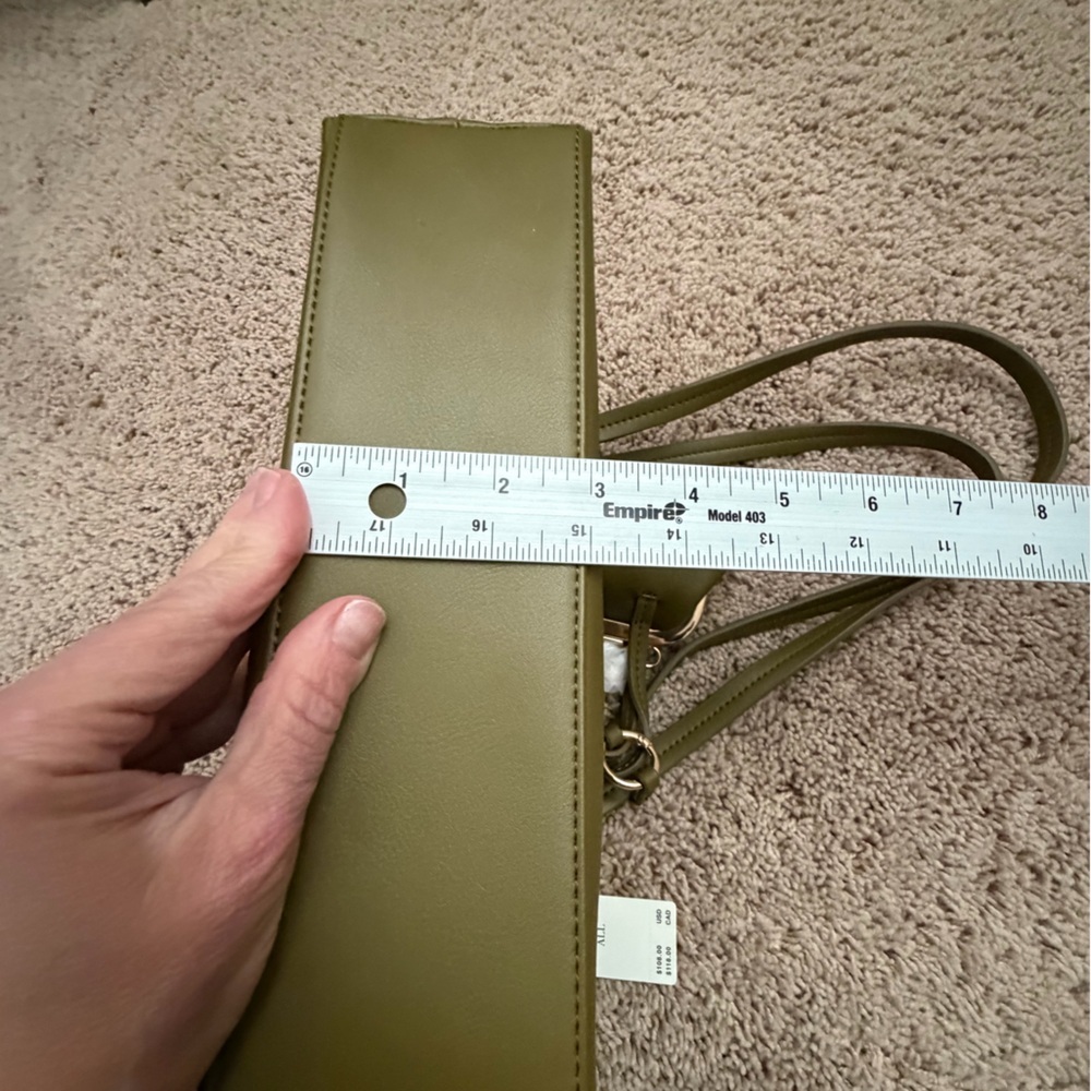 NWT new Anthropologie faux leather east west bag purse moss Green olive + mini - Picture 15 of 16